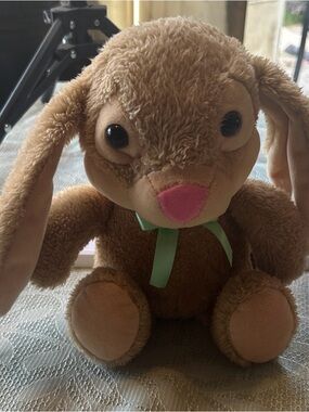 Hallmark Brown Bunny with Pink Nose and Green Bow Plush Toy